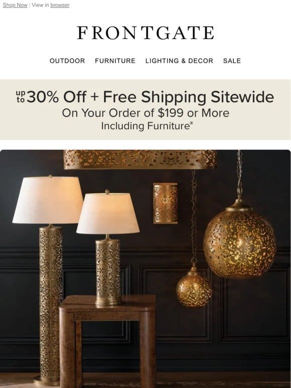 Up to 30% off + FREE shipping sitewide on your order of $199 or more.