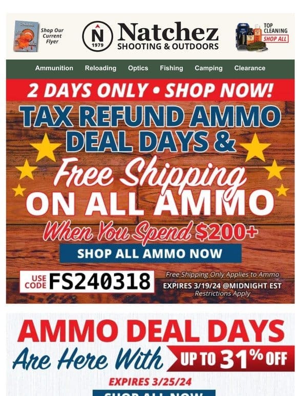Up to 31% Off on Ammo Deal Days!