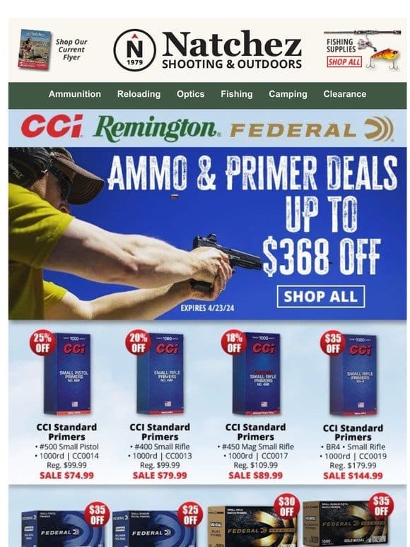 Up to $368 Off Ammo & Primer Deals!