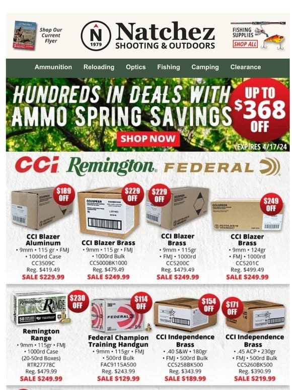 Up to $368 Off With Ammo Spring Savings!