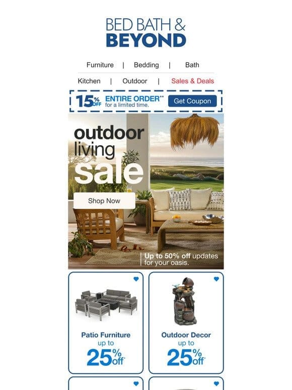 Up to 50% Off! Our Outdoor Living Sale Is Heating Up!