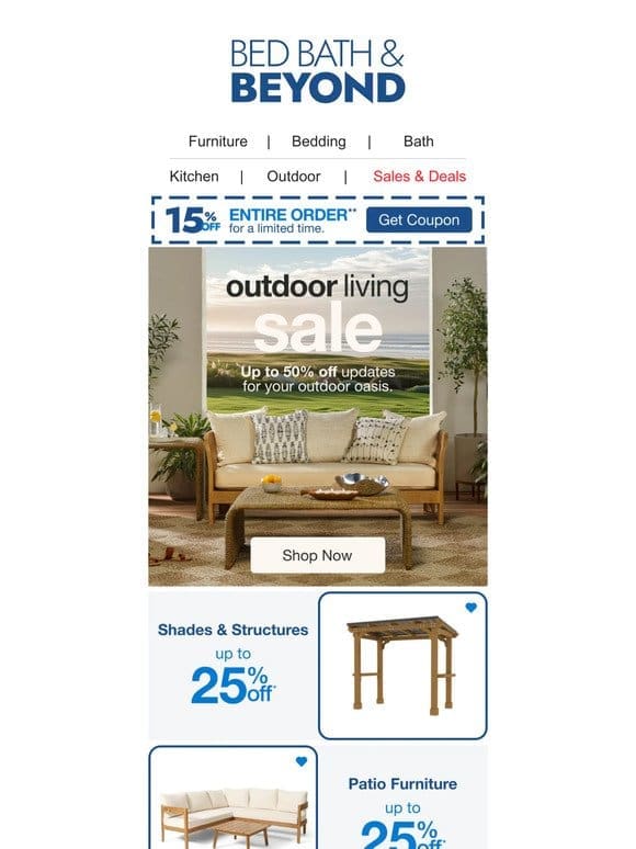 Up to 50% Off Our Top Outdoor Updates