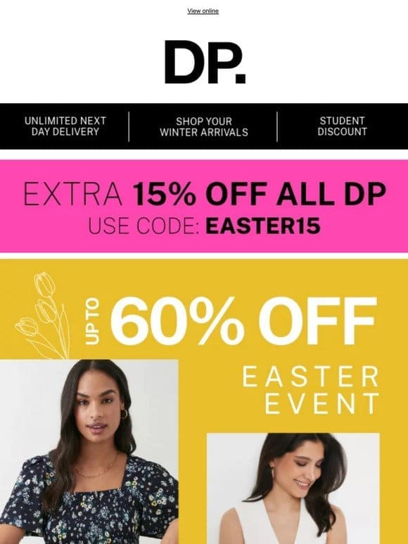Up to 60% off DP + Extra 15% off