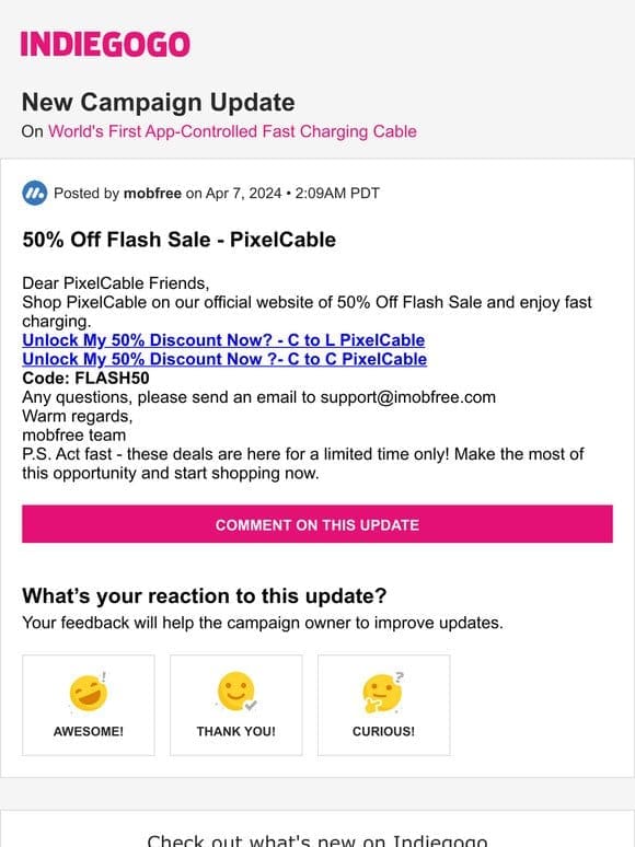 Update #12 from World’s First App-Controlled Fast Charging Cable