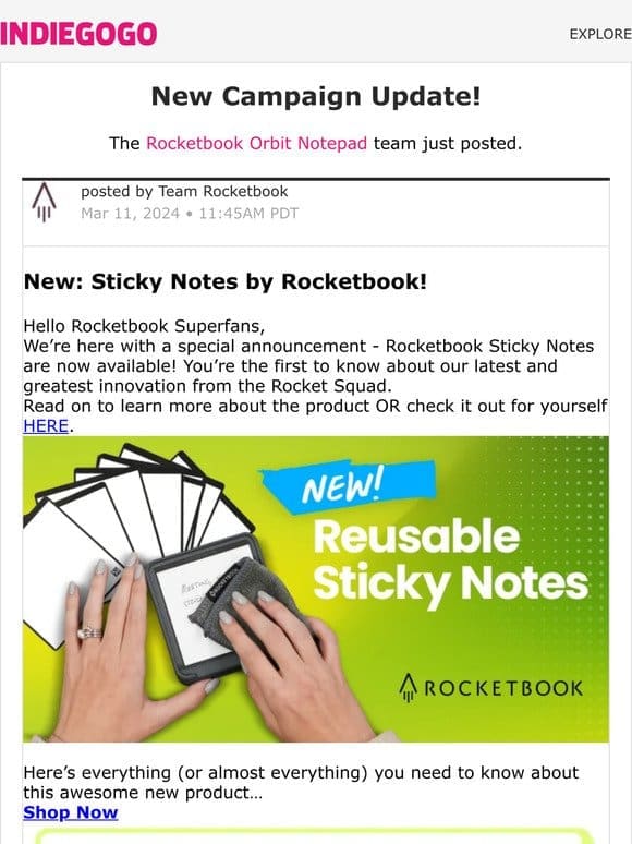 Update #14 from Rocketbook Orbit Notepad
