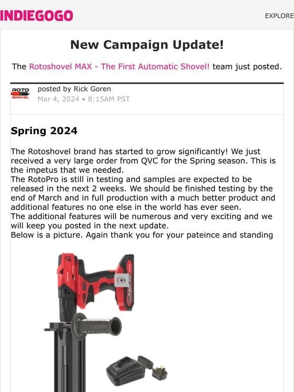 Update #22 from Rotoshovel MAX – The First Automatic Shovel!