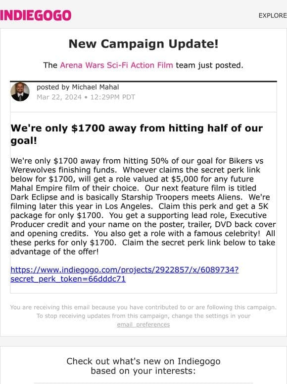 Update #297 from Arena Wars Sci-Fi Action Film