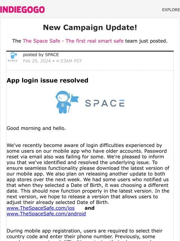 Update #32 from The Space Safe – The first real smart safe