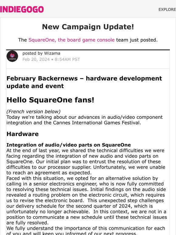 Update #35 from SquareOne， the board game console