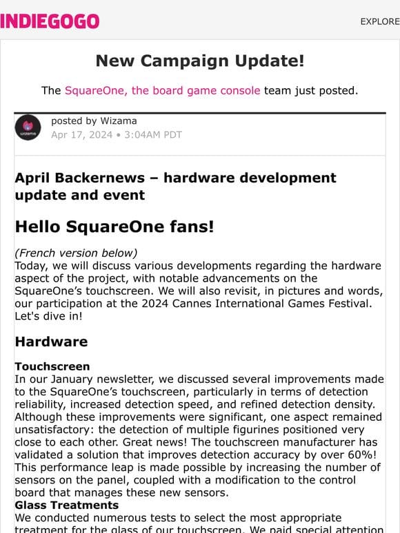 Update #37 from SquareOne， the board game console