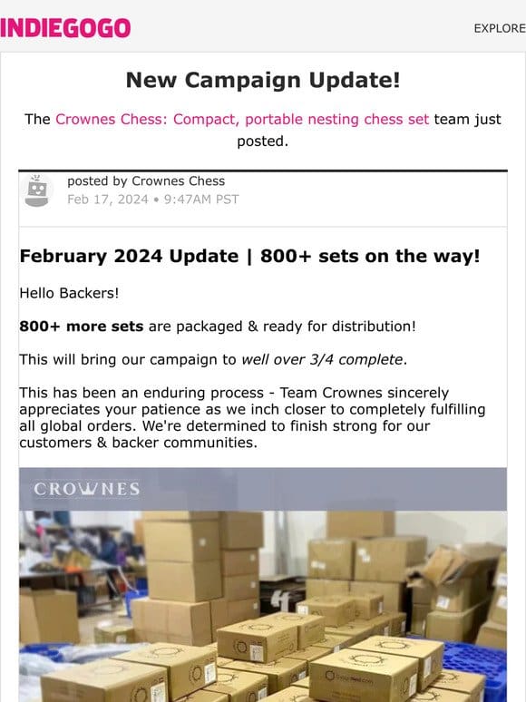 Update #39 from Crownes Chess: Compact， portable nesting chess set