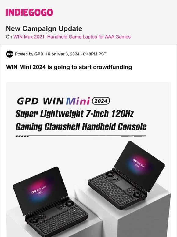 Update #40 from WIN Max 2021: Handheld Game Laptop for AAA Games