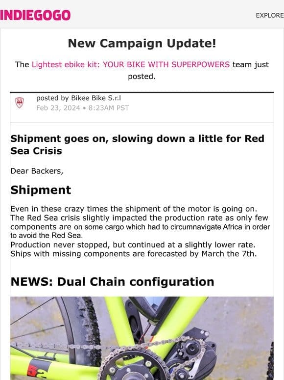 Update #42 from Lightest ebike kit: YOUR BIKE WITH SUPERPOWERS