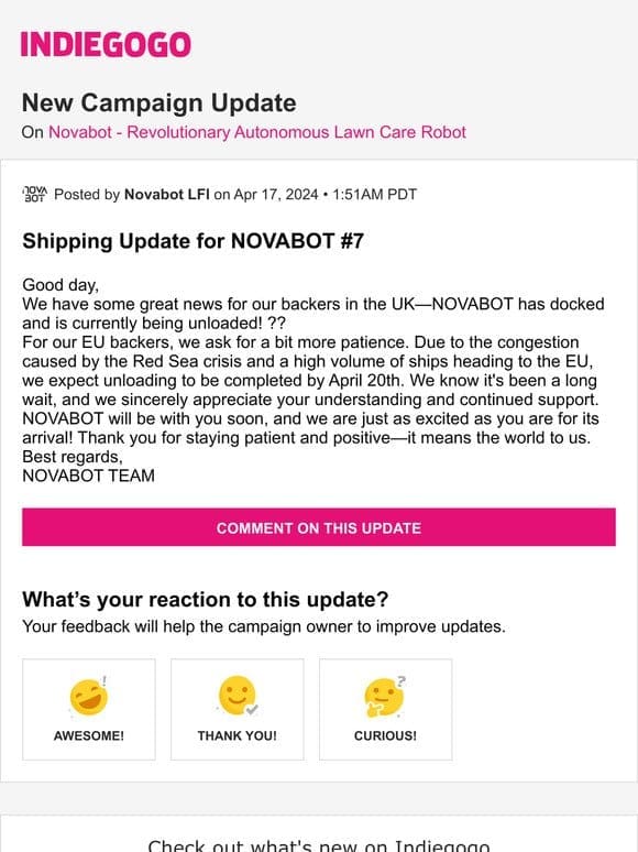 Update #54 from Novabot – Revolutionary Autonomous Lawn Care Robot