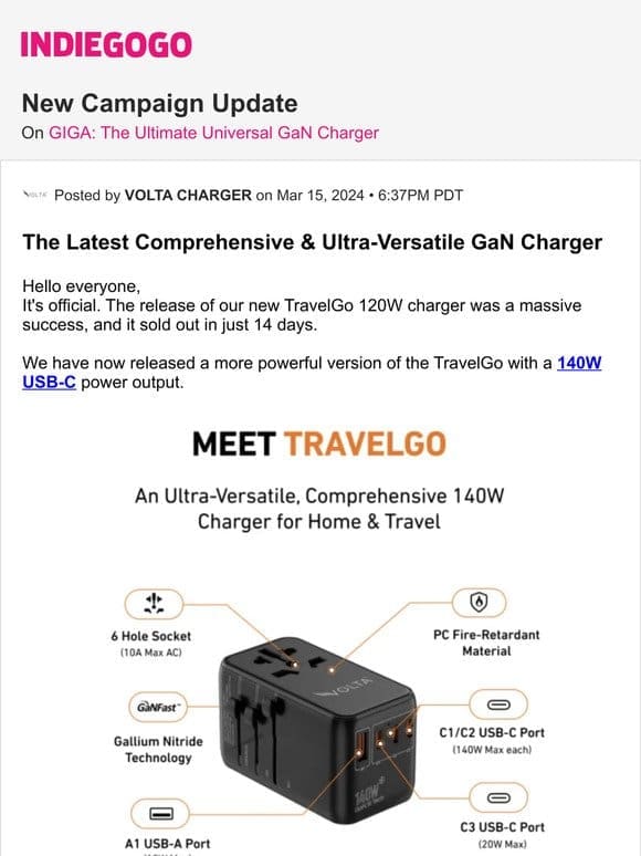 Update #94 from GIGA: The Ultimate Universal GaN Charger