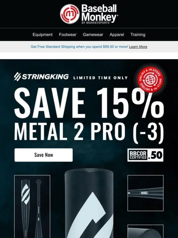 Upgrade Your Game: Score 15% Off StringKing Metal 2 Pro BBCOR Bats!  ⚾