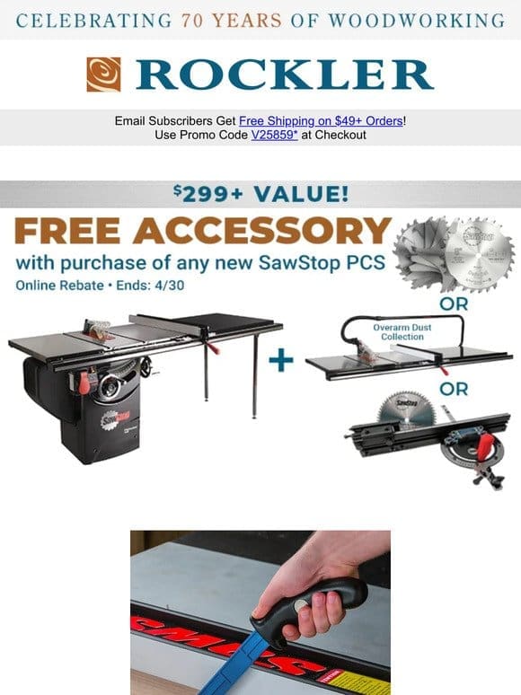 Upgrade for Free with SawStop & Enjoy Up to 40% Off Woodworking Specials!