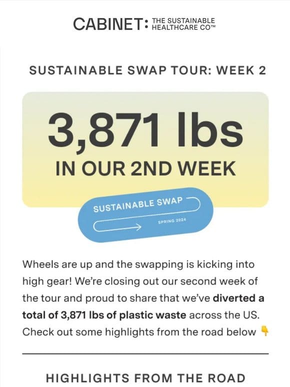 WEEK 2 SPOTLIGHT   3，871 Pounds of Plastic Diverted