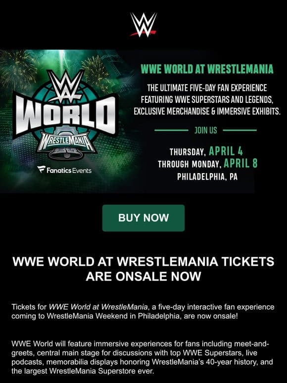WWE World at WrestleMania Tickets Onsale Now!