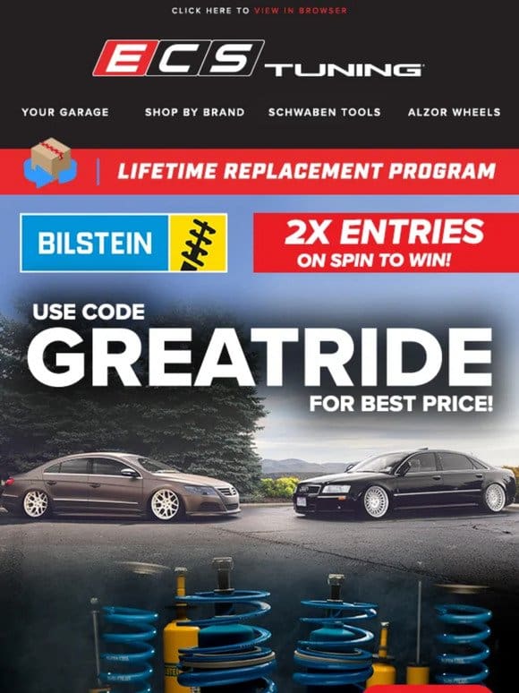 Want the Best Price on Bilstein? Use Code GREATRIDE!