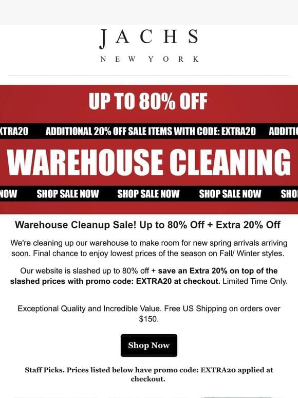 Warehouse Cleanup Sale! From $19