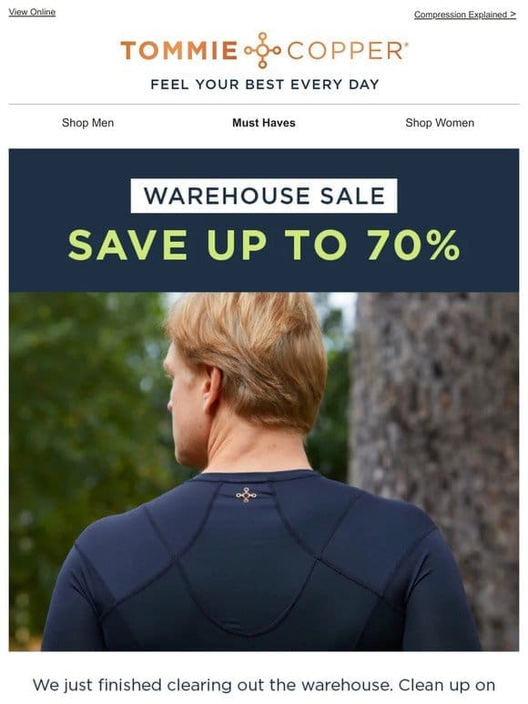 Warehouse Savings | Up to 70% Off
