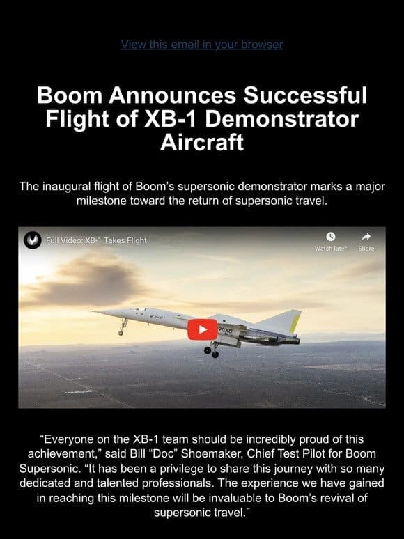 Watch The Full Video: XB-1 Takes Flight