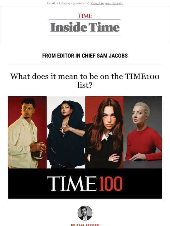 What does it mean to be on the TIME100 list?