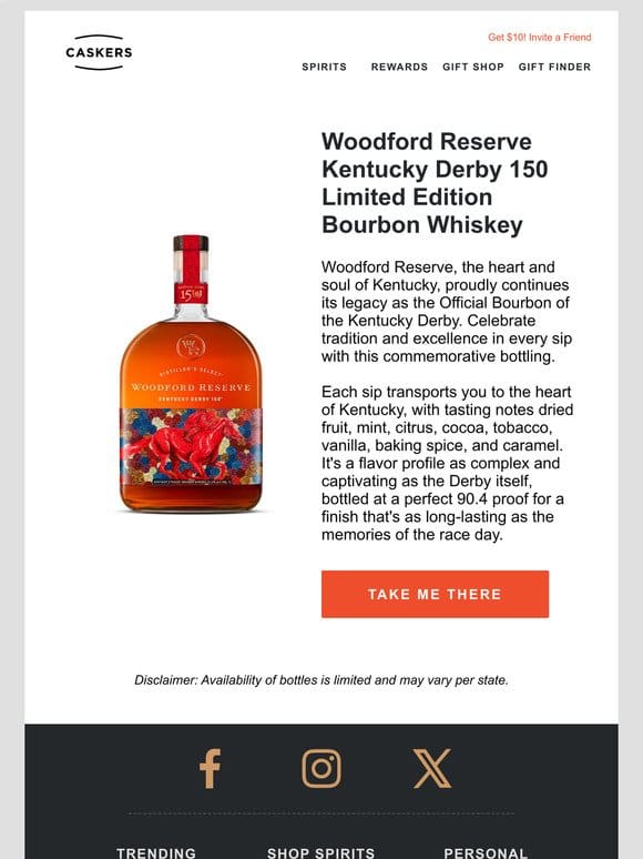 Woodford Reserve Kentucky Derby 150 Limited Edition Bourbon Whiskey