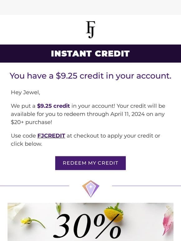 You have a $9.25 credit!
