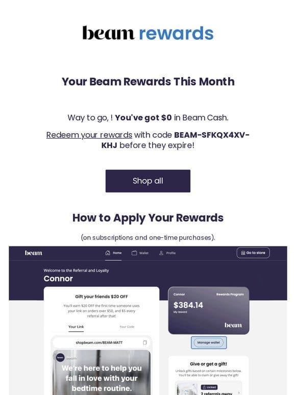 Your monthly rewards summary