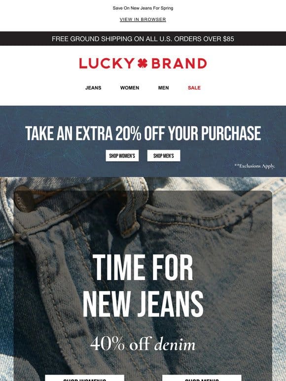 You’re In Luck! Denim’s 40% Off + EXTRA 20% OFF