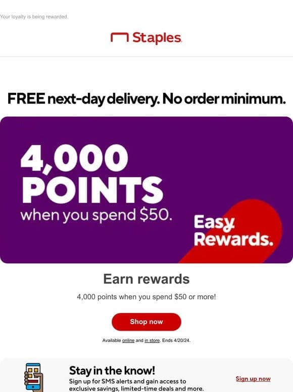 You’re getting 4，000 points when you spend $50!