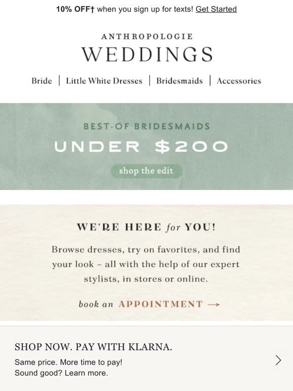 bridesmaid dresses < $200 =