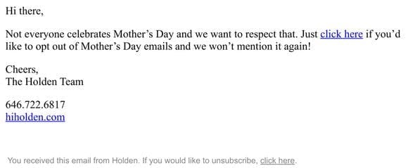 want to opt-out for Mother’s Day?
