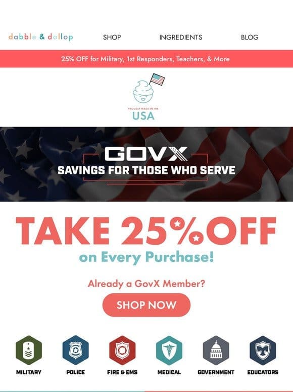 ‍♂️ 25% OFF for GOVX Members