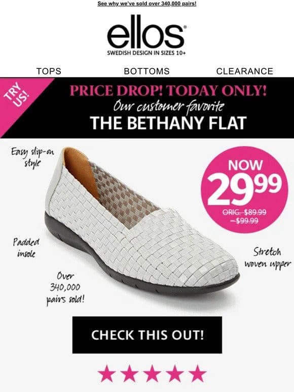 ⏬PRICE DROP: Bethany Flat only 29.99