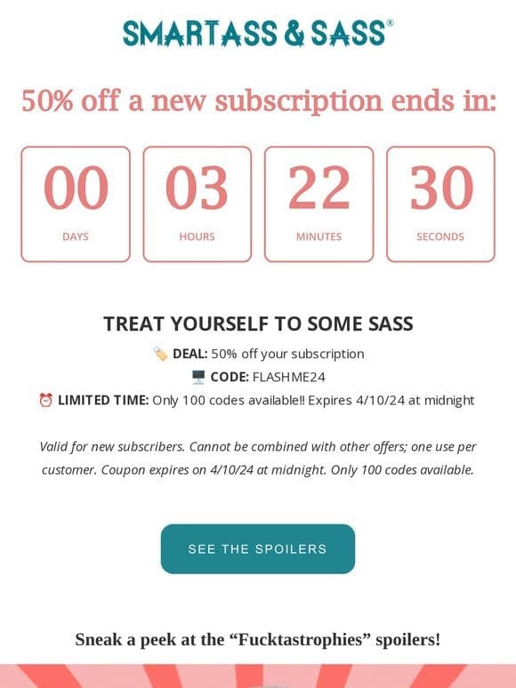 ⏰ LAST CHANCE to get 50% off a subscription to sarcasm