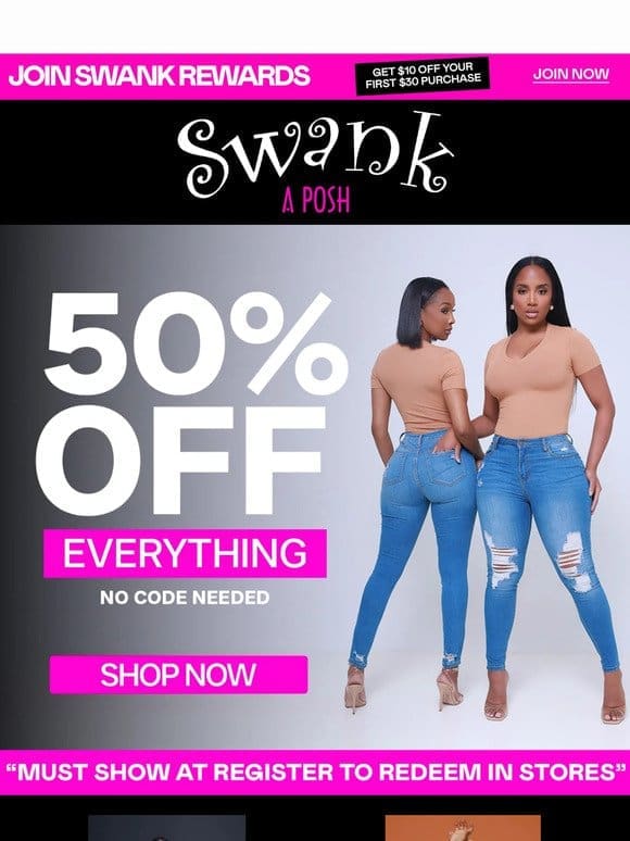 ⏰ Tick Tock! 50% OFF Everything