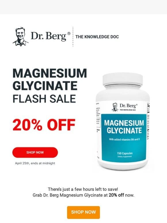 ⏳ Act Fast! 20% off Magnesium Glycinate