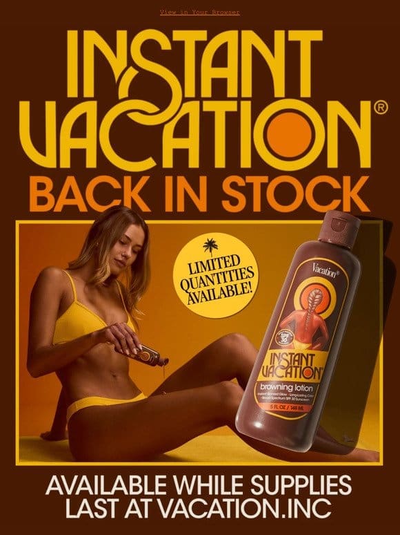 ☀️ Instant Vacation® is BACK!