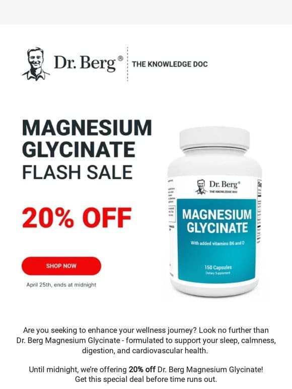 ⚠️ Special Offer: 20% off Magnesium Glycinate!