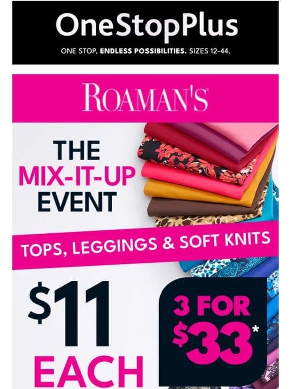 ✔️Out Roaman’s Deals: 3 for $33 or $11 each