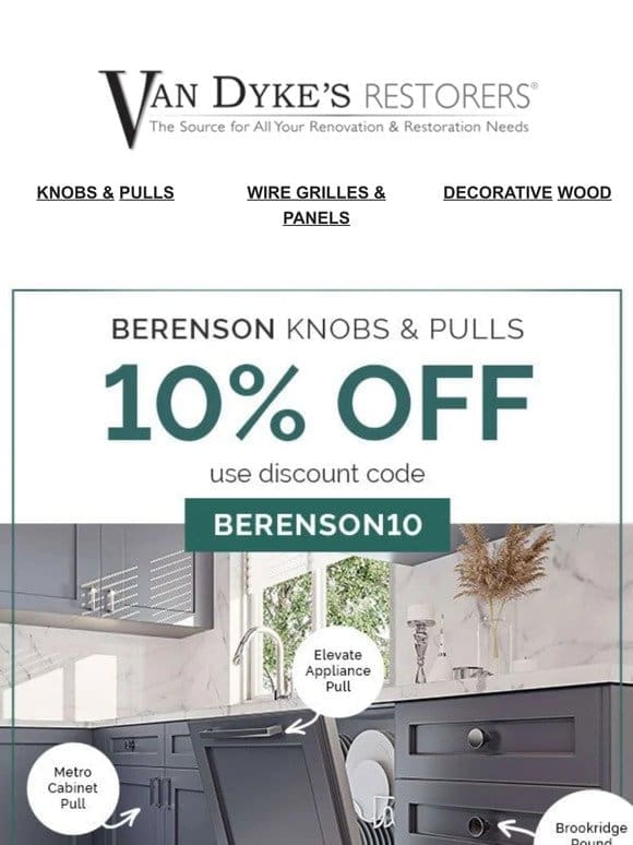 ✨ Berenson Knobs & Pulls on Sale NOW! ✨