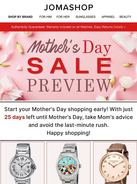 ❤️ MOTHER’S DAY SALE: 25 Days Left!