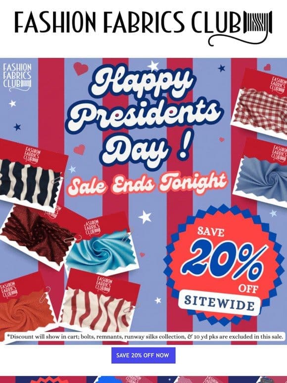 ❤️  Sale Ends Tonight – Happy Presidents Day