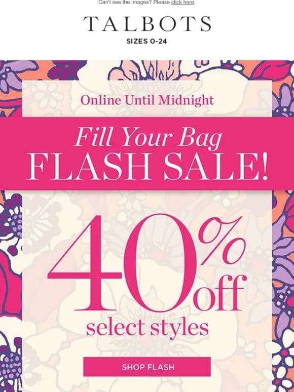 ️ FLASH SALE  ️ 40% off select styles