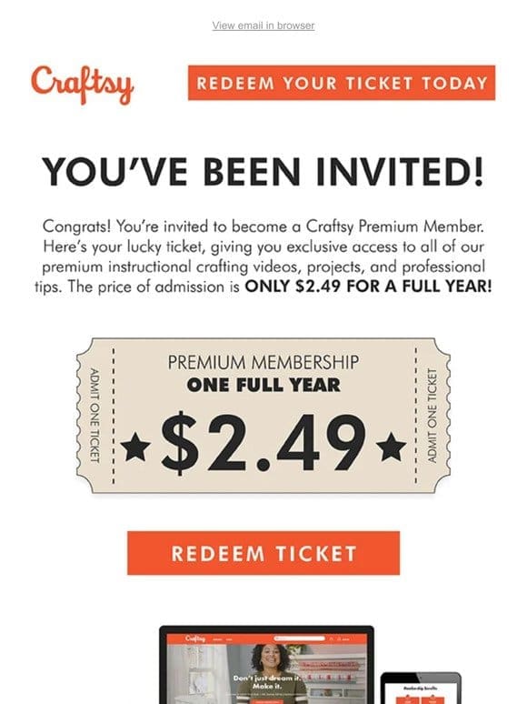 ️ Here’s your ticket to join Craftsy for only $2.49! (normally $113)