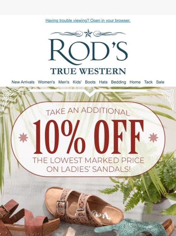 10% Off! Shop Our New Ladies’ Sandal Collection
