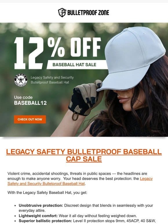 12% OFF on this bulletproof hat!